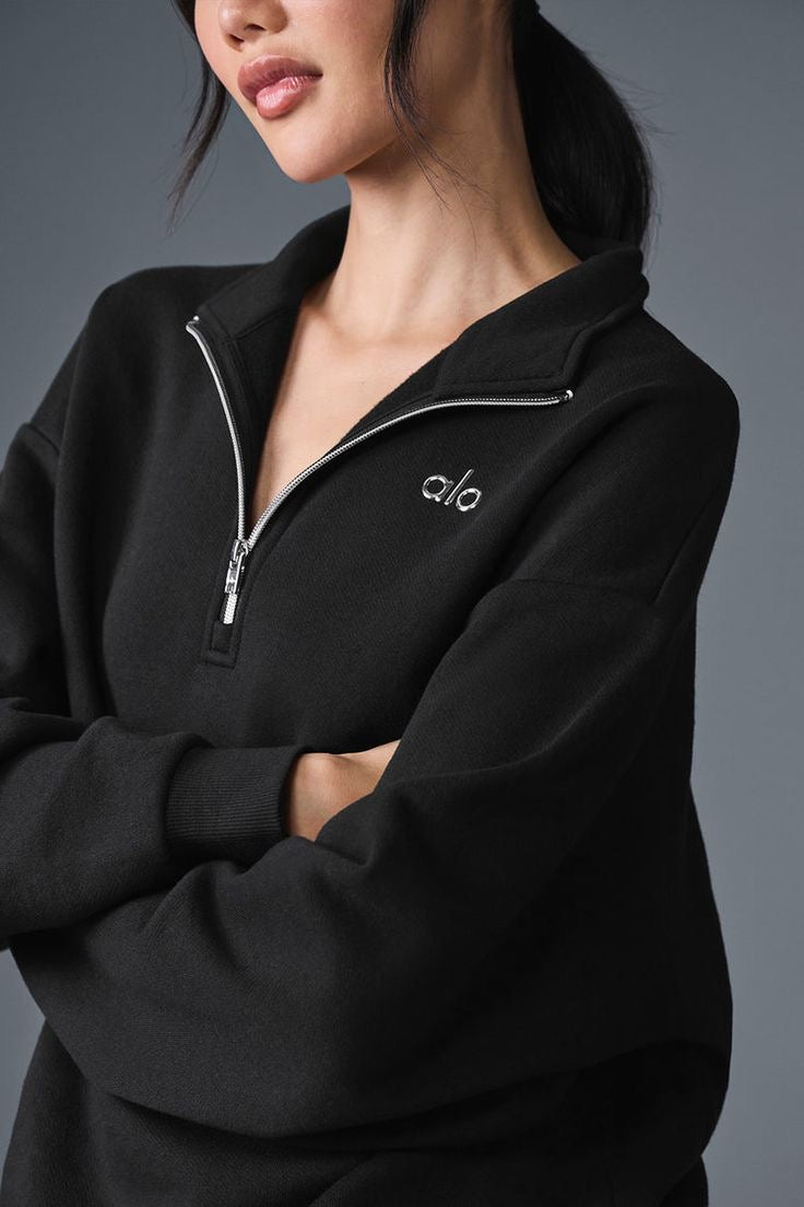 HALF ZIP SWEATER - BLACK