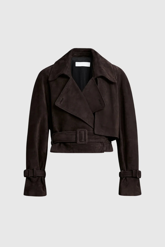 SUED BROWN JACKET CROPPED