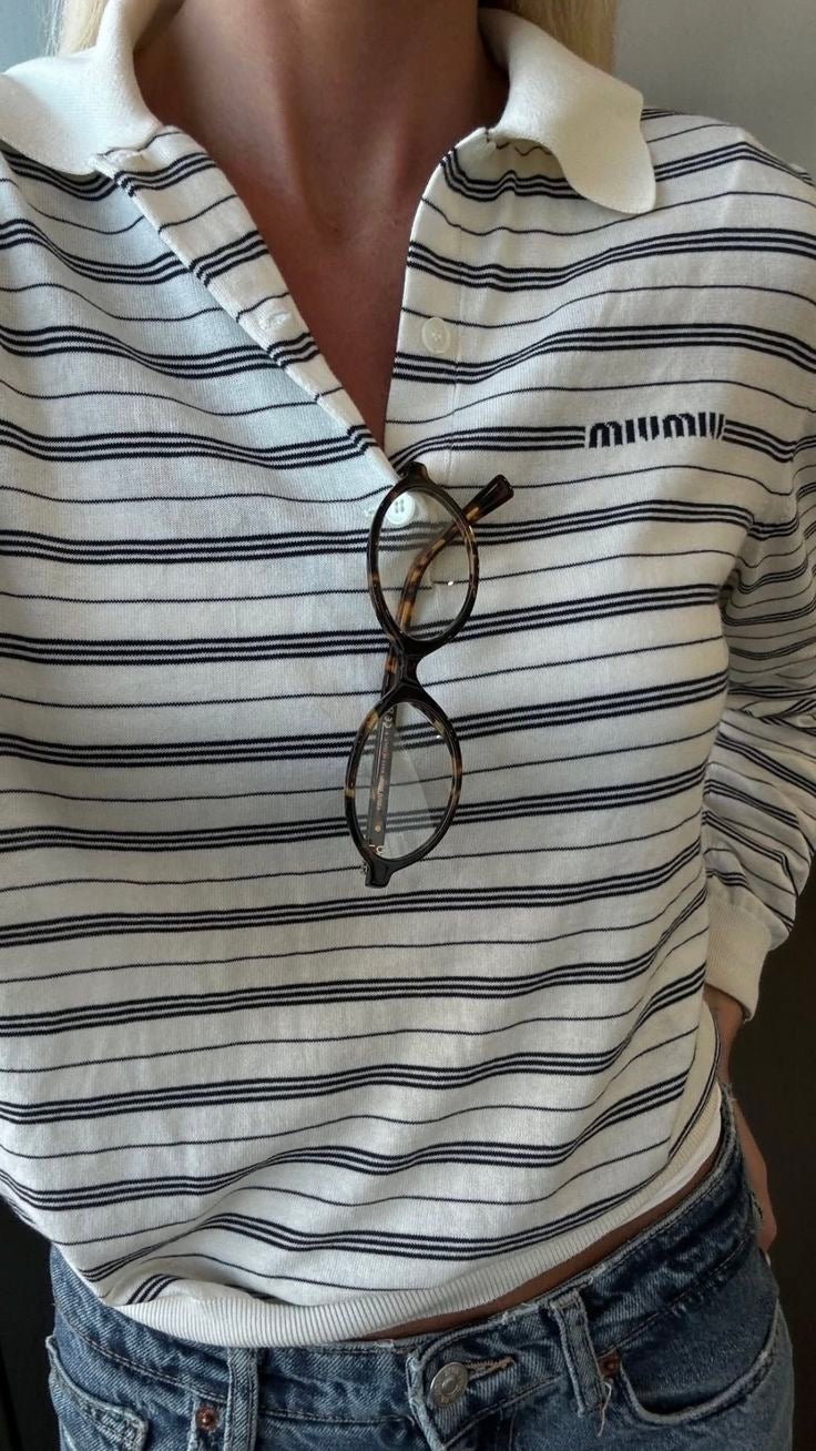 Stripe longs sleeve mm top