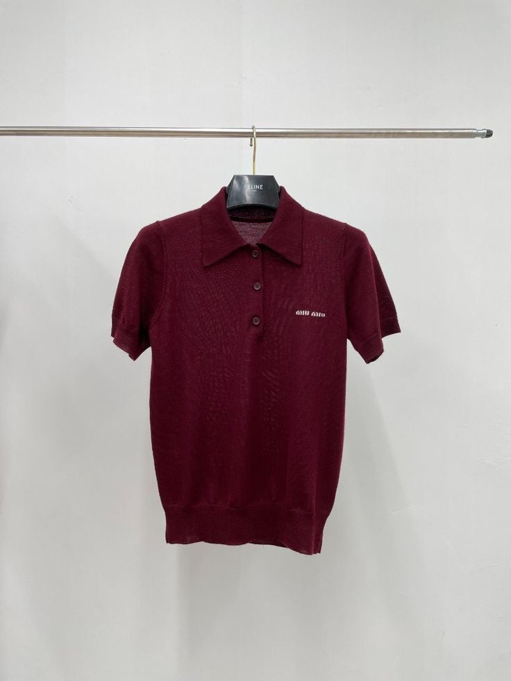 Burgundy polo short sleeve