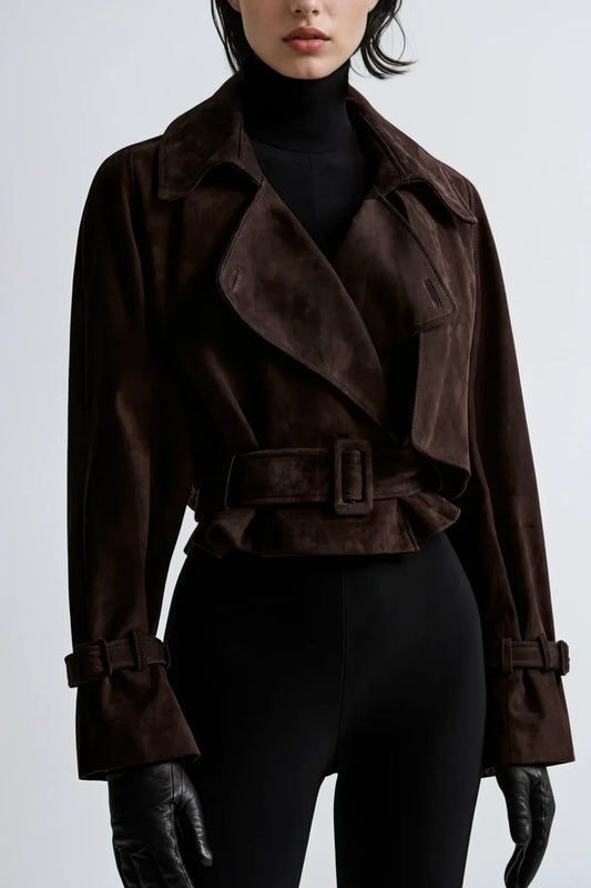 SUED BROWN JACKET CROPPED