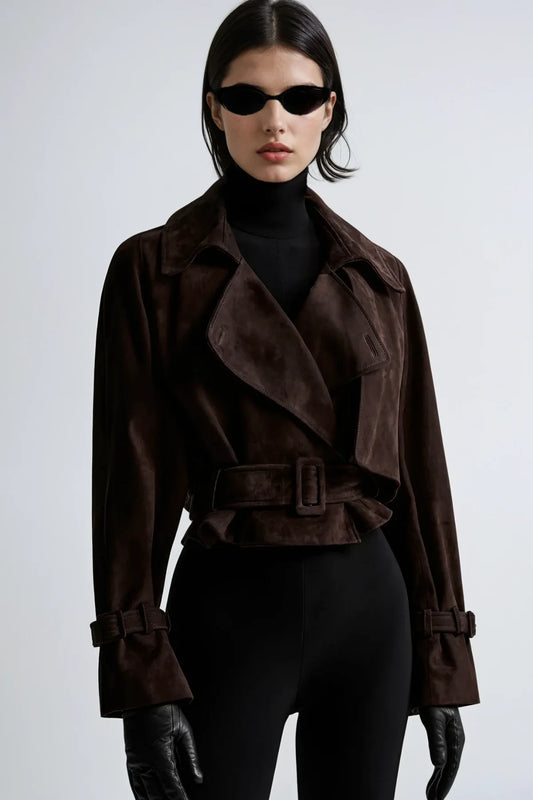 SUED BROWN JACKET CROPPED